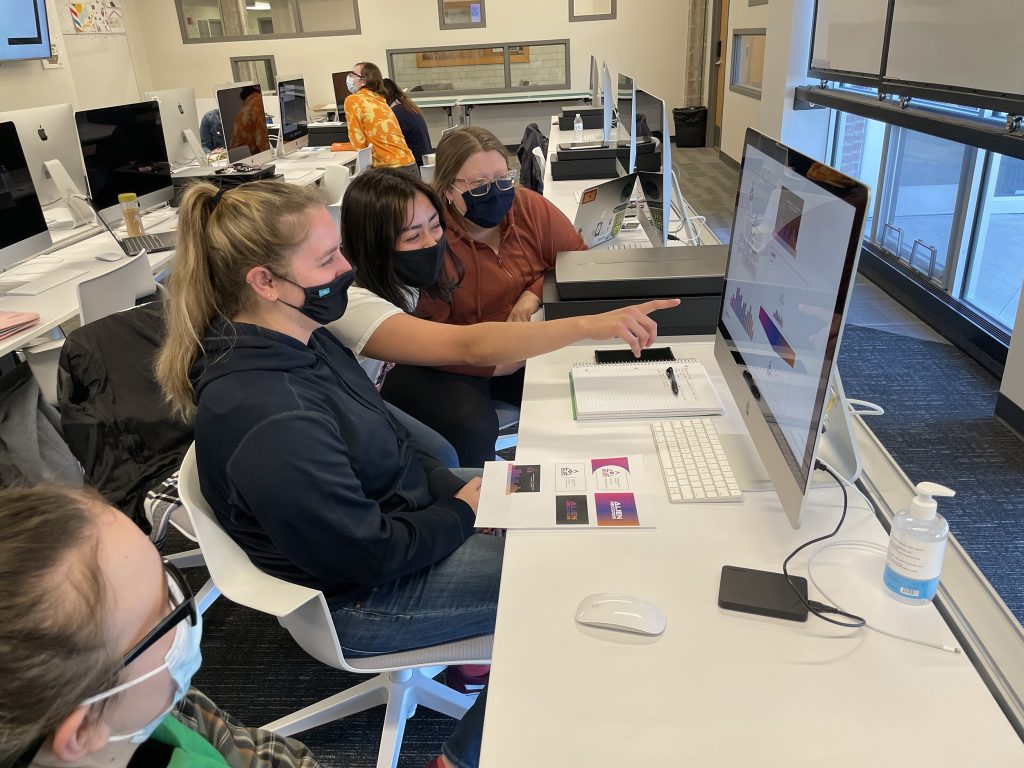 Students working in the ESU Graphic design lab