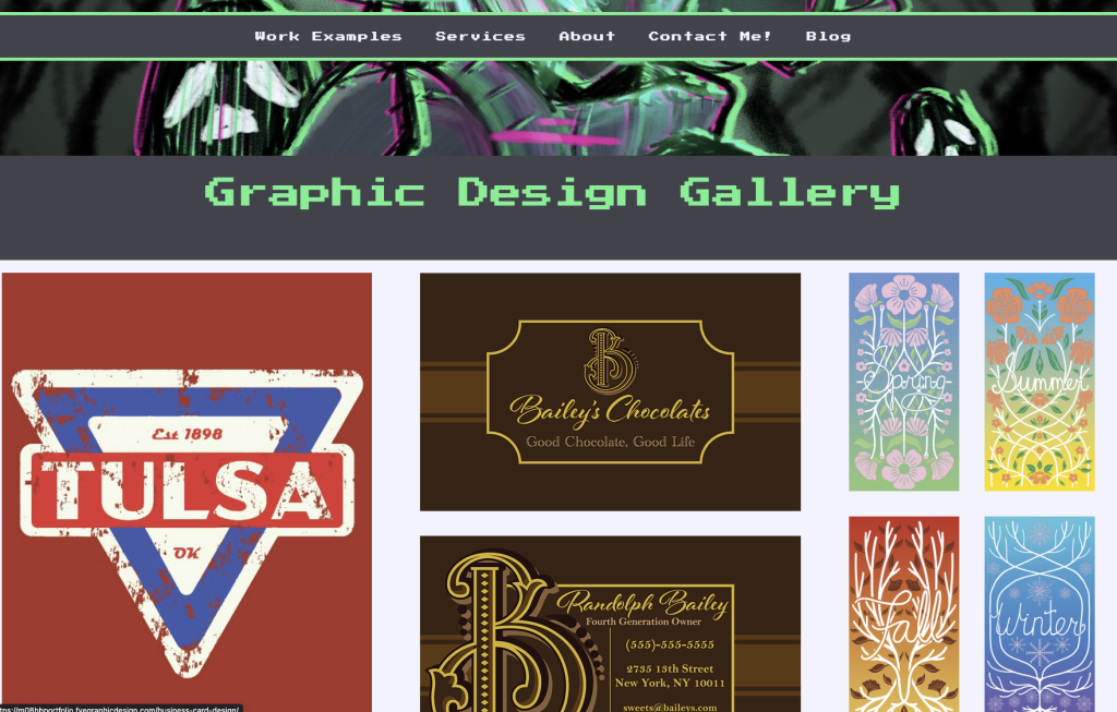Fye's digital graphic design web page